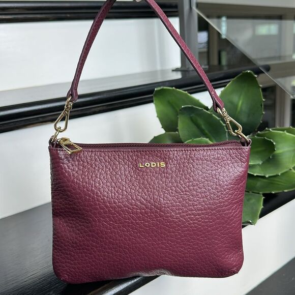 Lodis Genuine Leather Burgundy Shoulder Purse Like New, Pebbled - Picture 1 of 9